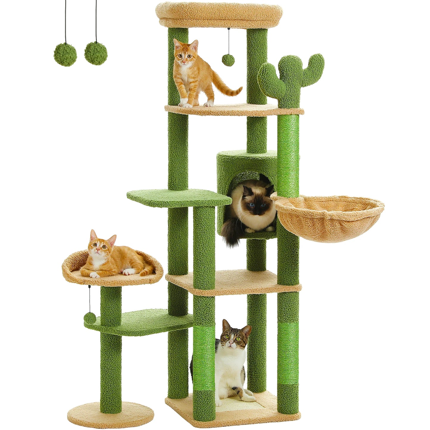 PEQULTI Multi-Level Cat Tree Tower With Scratching Posts Hammock