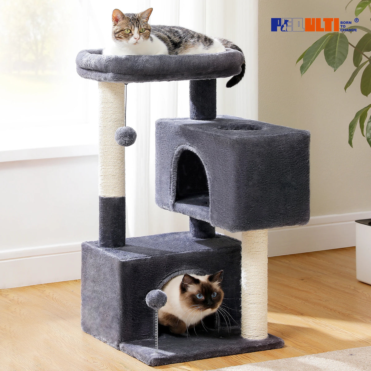 Pawz Road Three Tier Cat Tree Featuring Sisal Scratching Posts