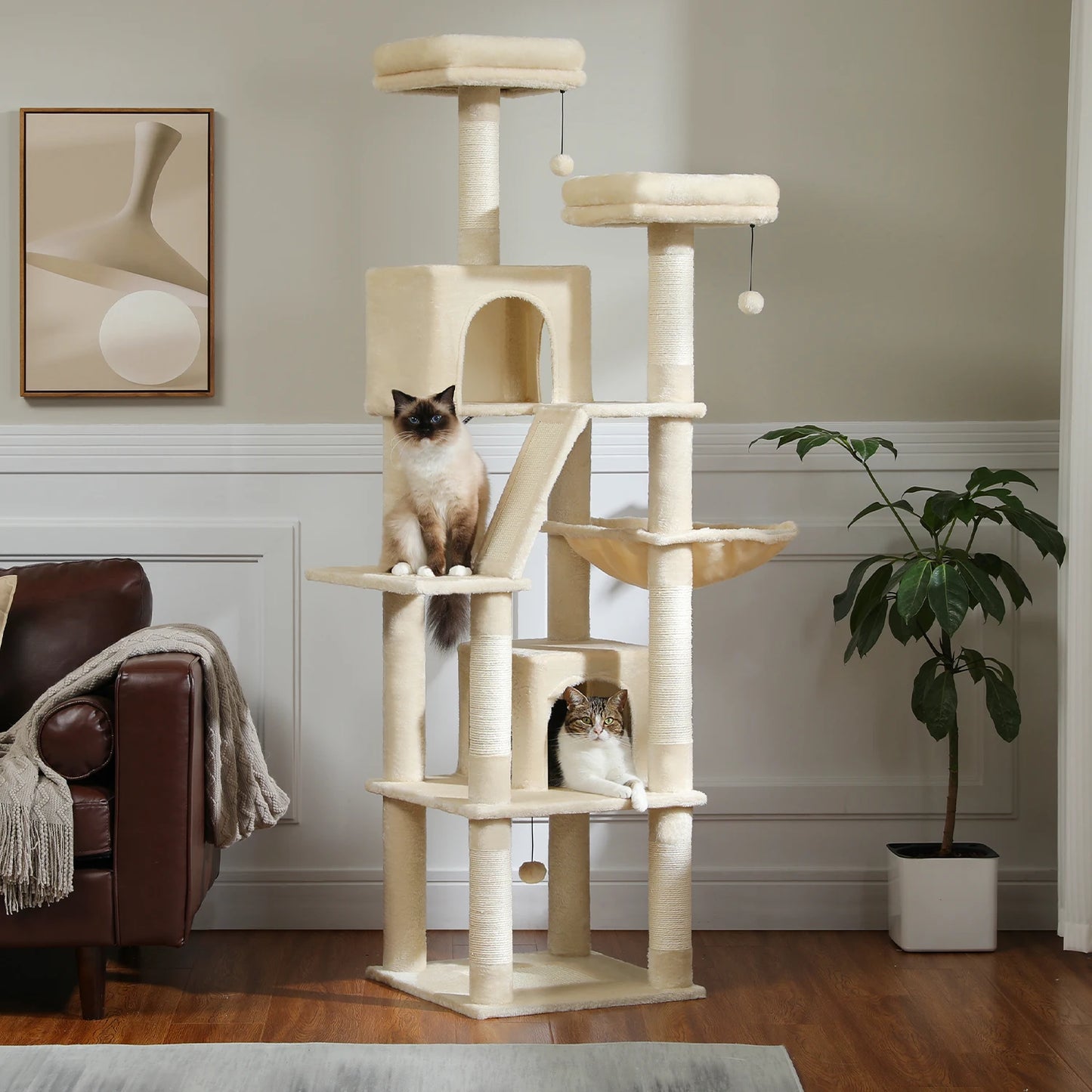 PAWZ Road Cat Tree Tower With Multi Level Plush Condo Scratching Posts