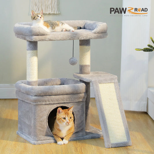 PAWZ Road Indoor Cat Tree With Three Tier And Sisal Scratching Post