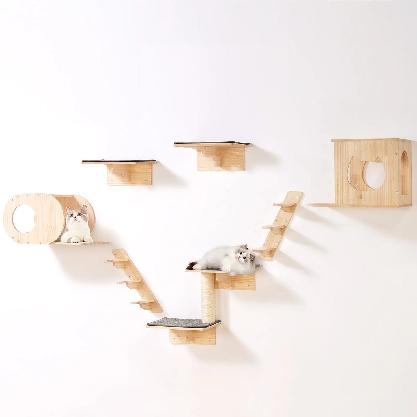 SucceBuy Wall Mounted Cat Shelves Kit With Jumping Boards Perches