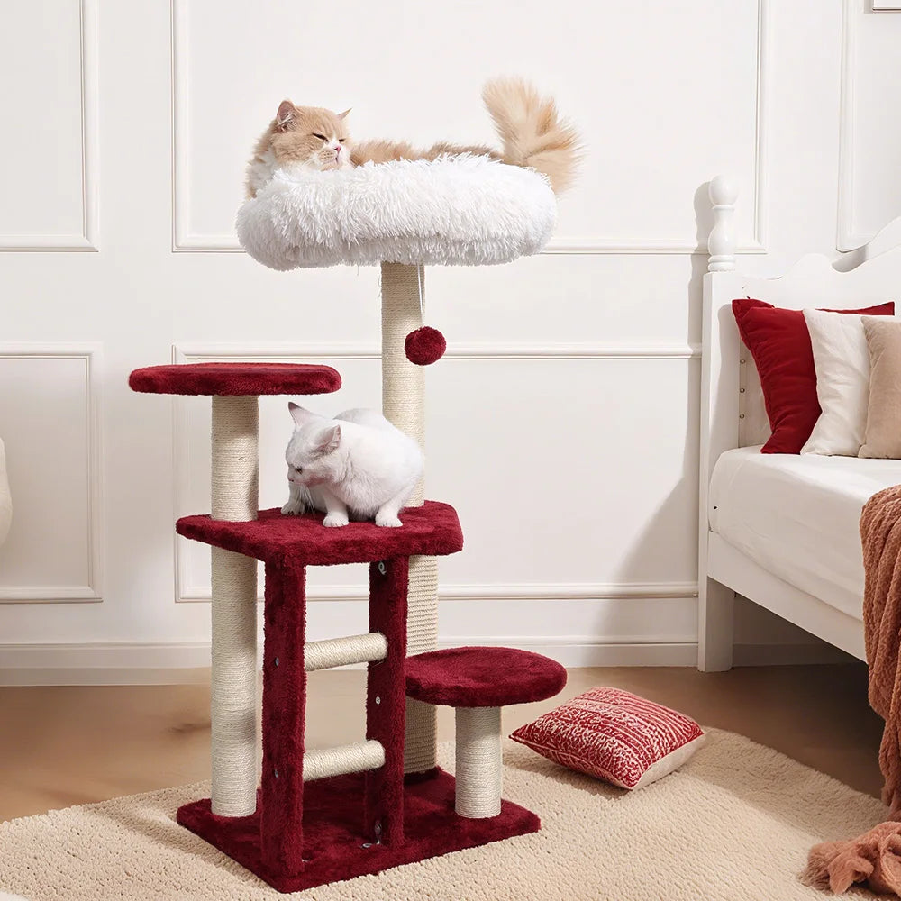 Green Staircase Four-Tier Cat Tree With Cozy Perch And Scratching Post