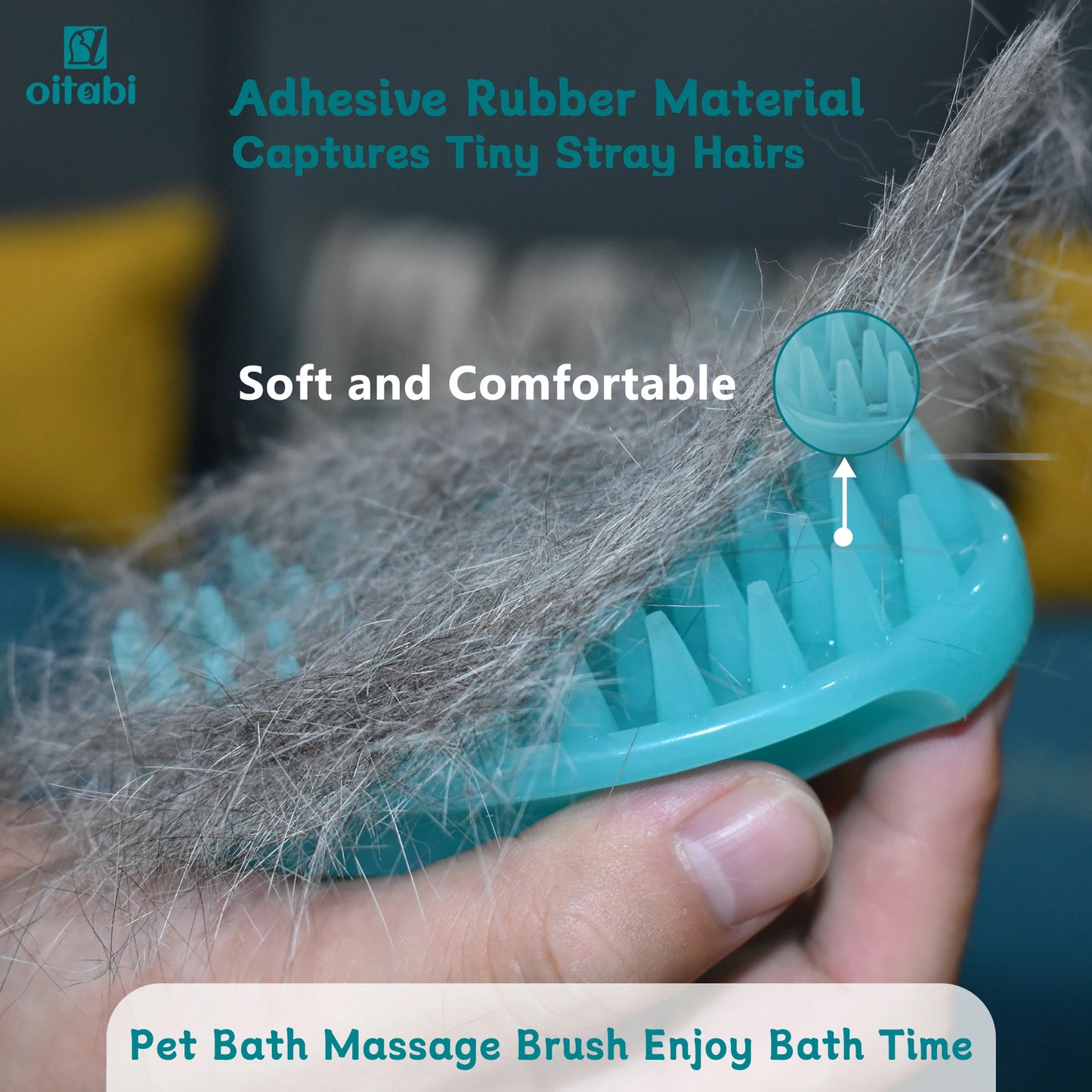 Oitabi Soft Rubber Pet Brush For Short Hair Dogs And Cats Deshedding Massaging