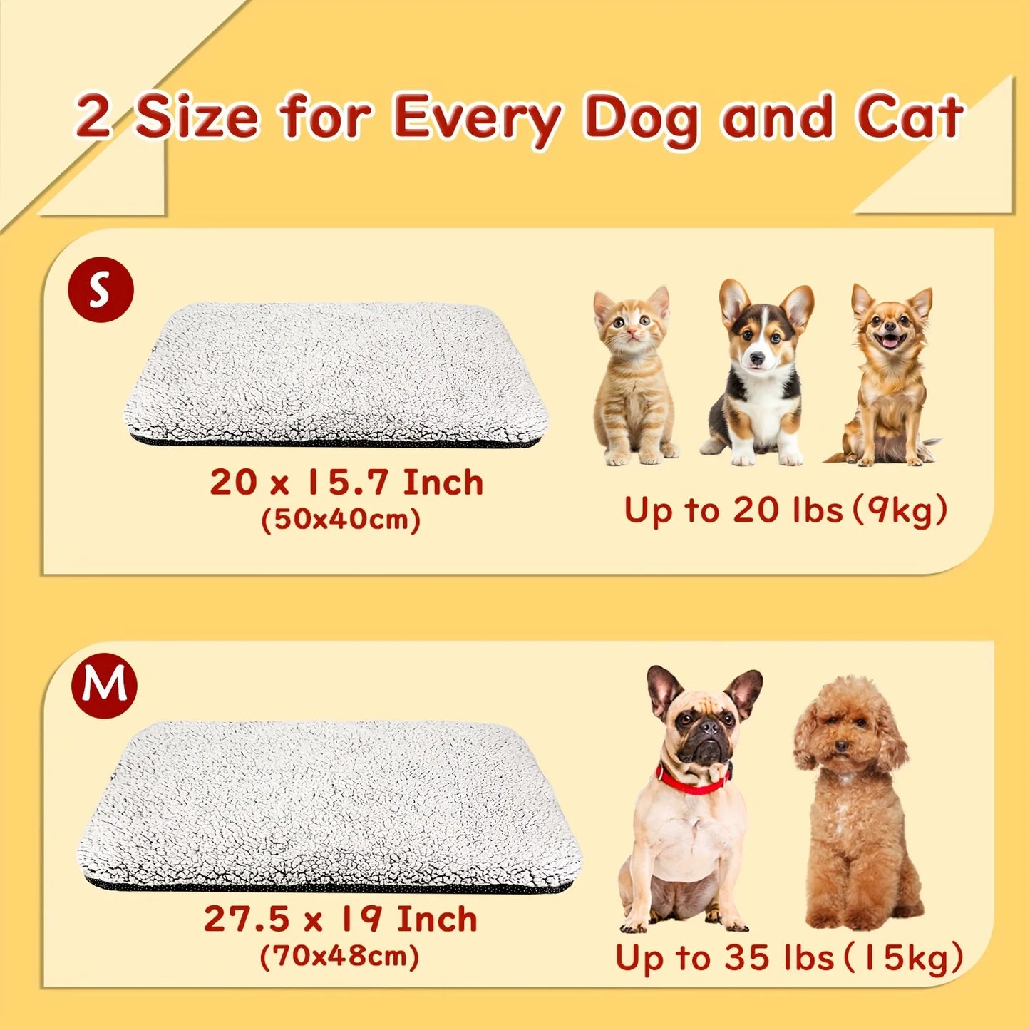 Self Heating Pet Pad Blanket With Thermal Core For Cats And Dogs Washable
