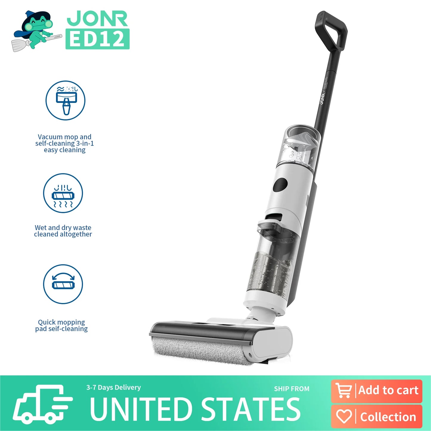 JONR ED12 Wet Dry Smart Vacuum Cleaner Wireless Floor Mop