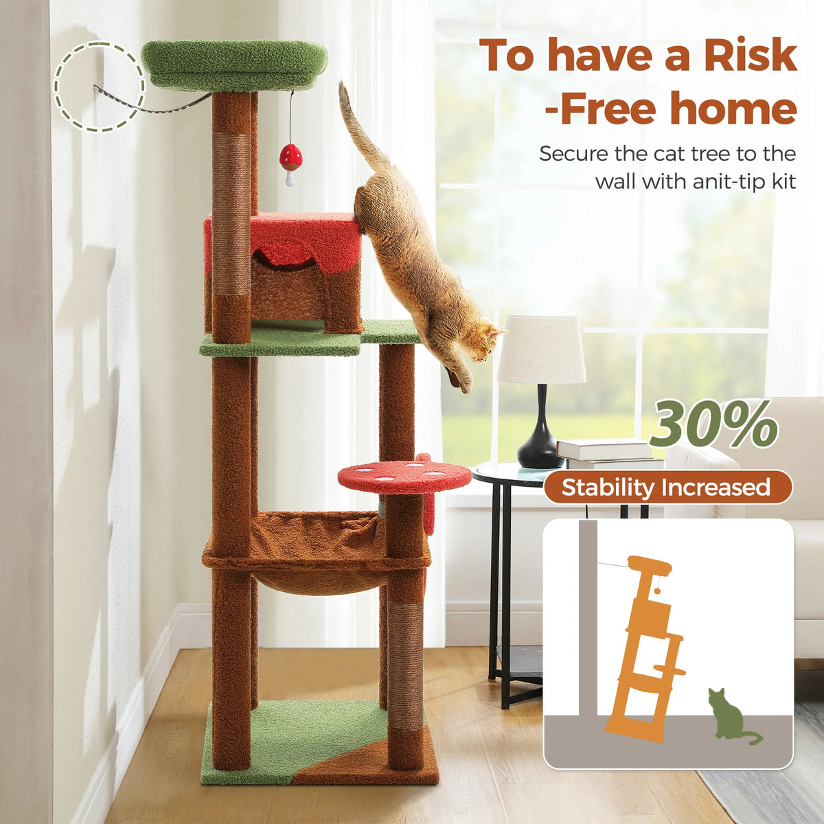 PAWZ Road Multi Tier Cat Tree With Scratching Posts Hammock