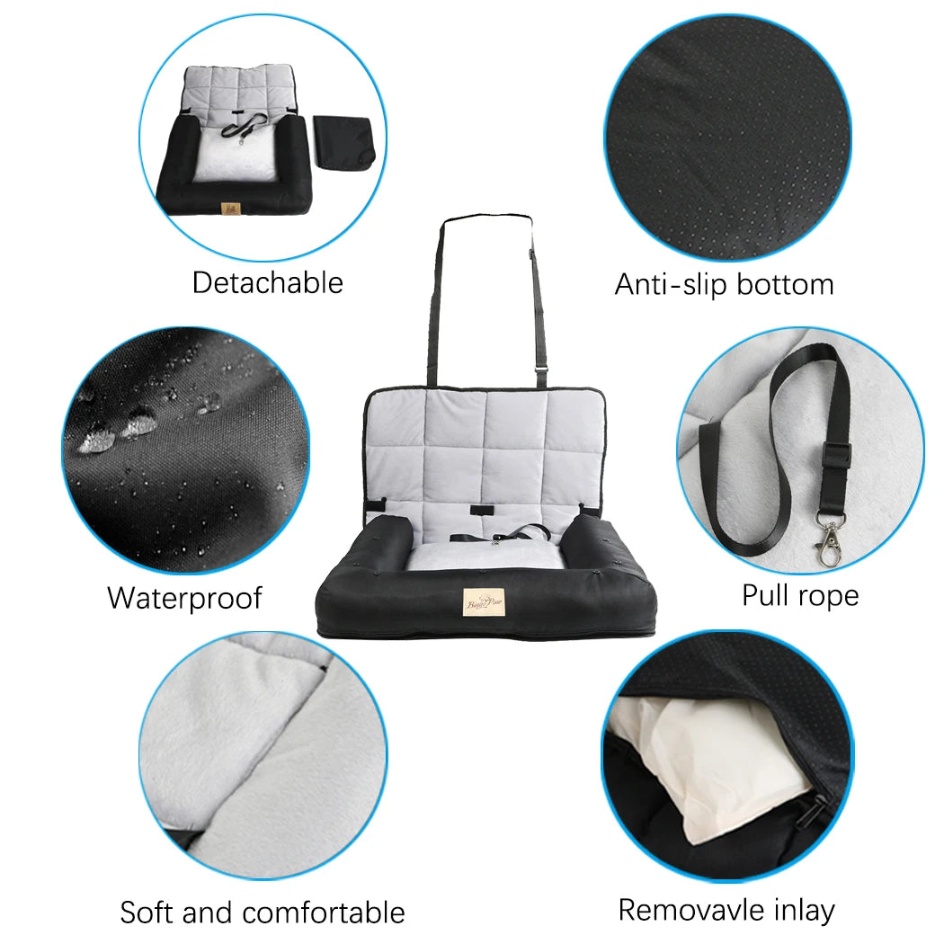 BINGOPAW Waterproof Car Seat Bed For Dogs With Removable Cover