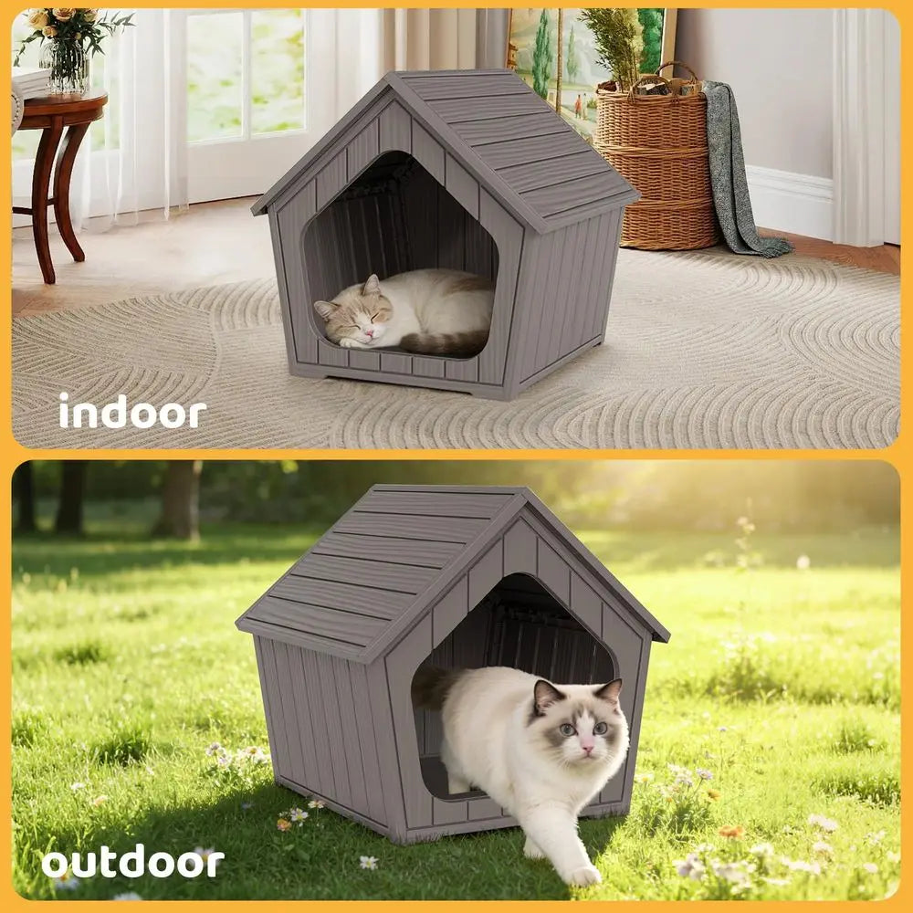 Weatherproof Insulated Resin Outdoor Cat House With Air Holes