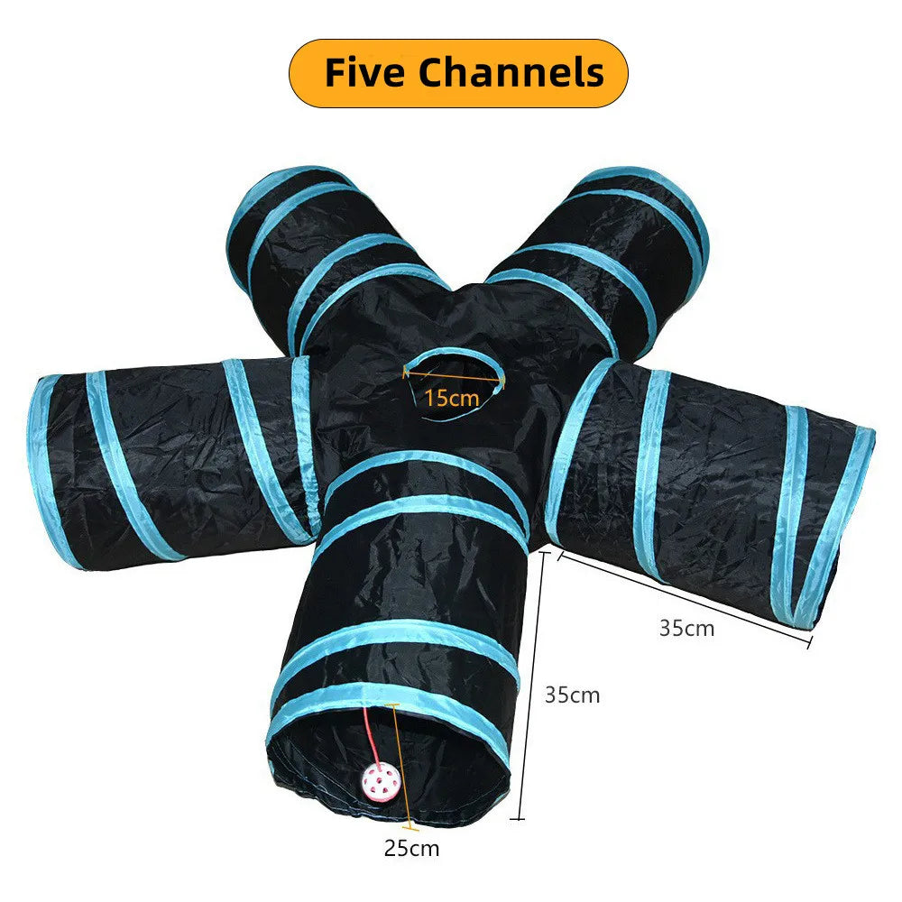 Foldable Cat Tunnel Toy For Indoor Play Breathable Cloth