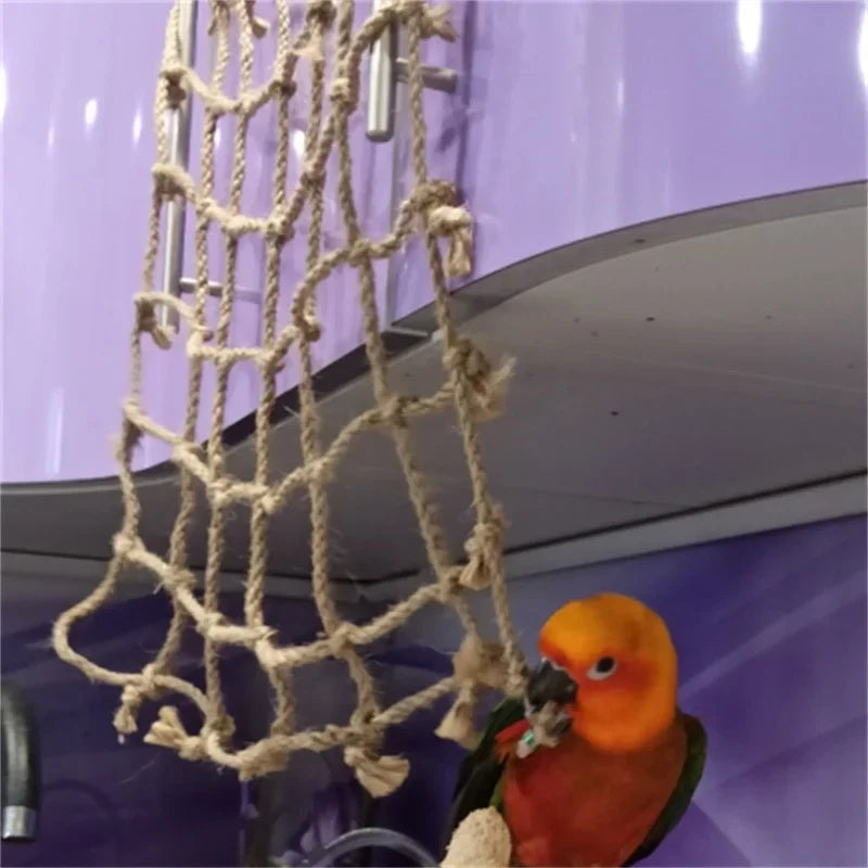 Parrot Climbing Net Hammock Bird Toy With Hook Rope