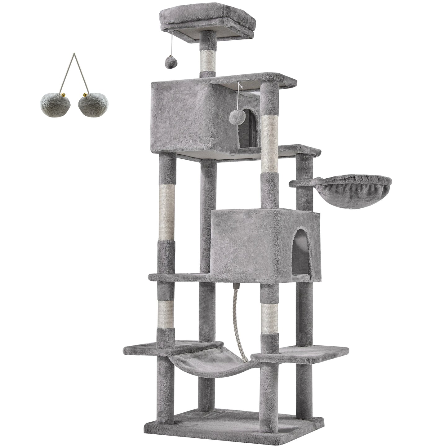 JHK Cat Tree Tower 66 Inch Large Multi Level Cat Climbing Tower with Condo Natural Sisal Scratching Posts Pet House for Indoor