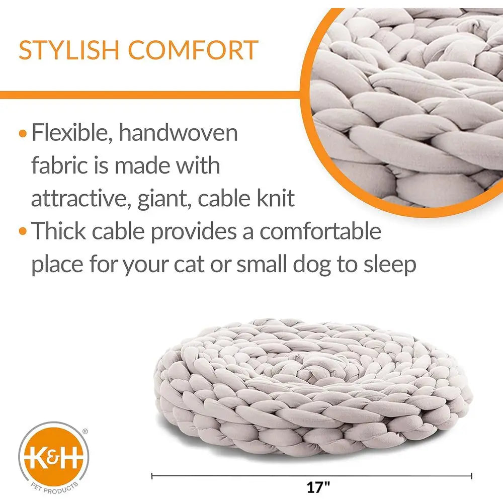 Knitted Cat Bed, Round lexible Pet Bed Gray 17 X 4 Inches