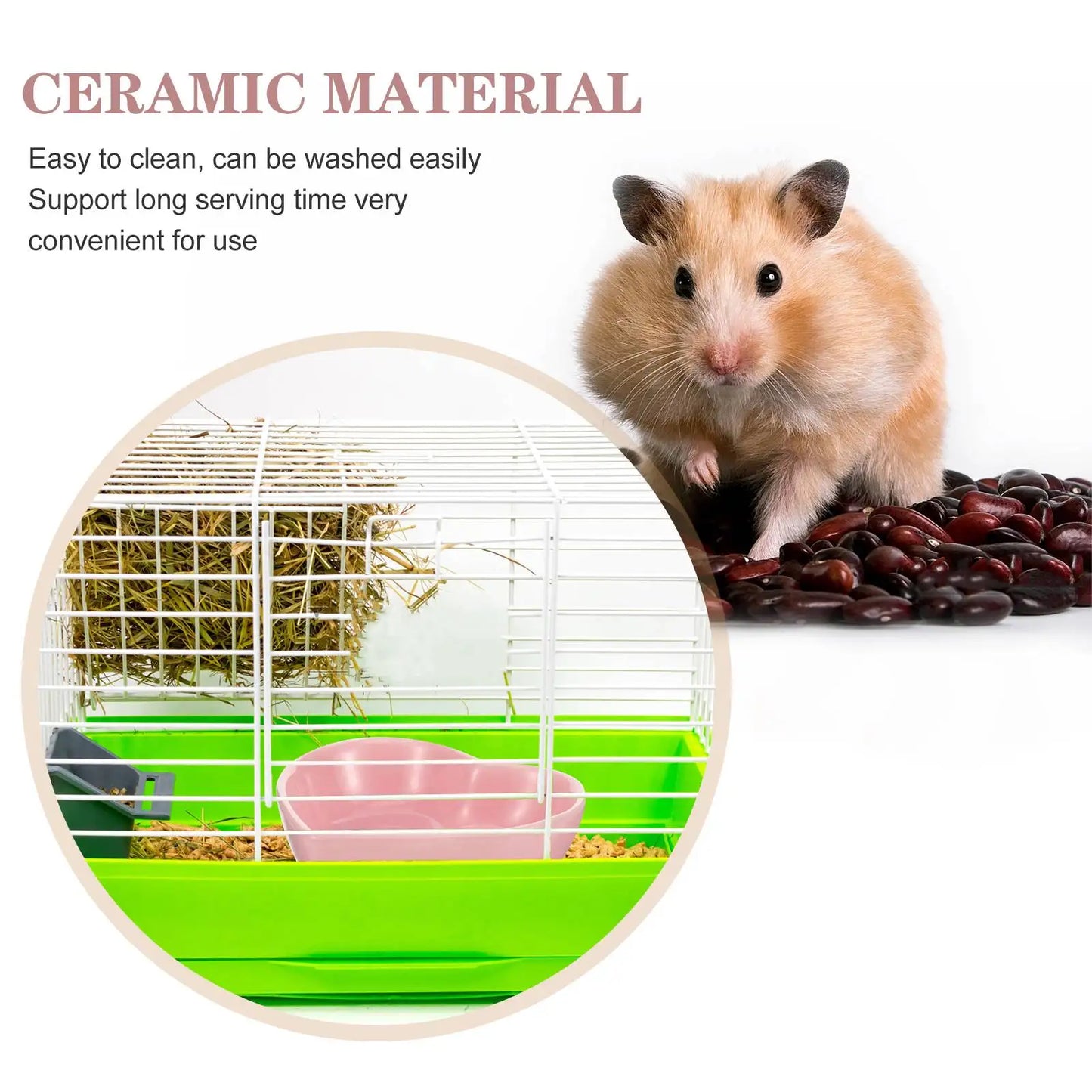 Ceramic Heart Shaped Pet Bowl For Hamster Guinea Pig