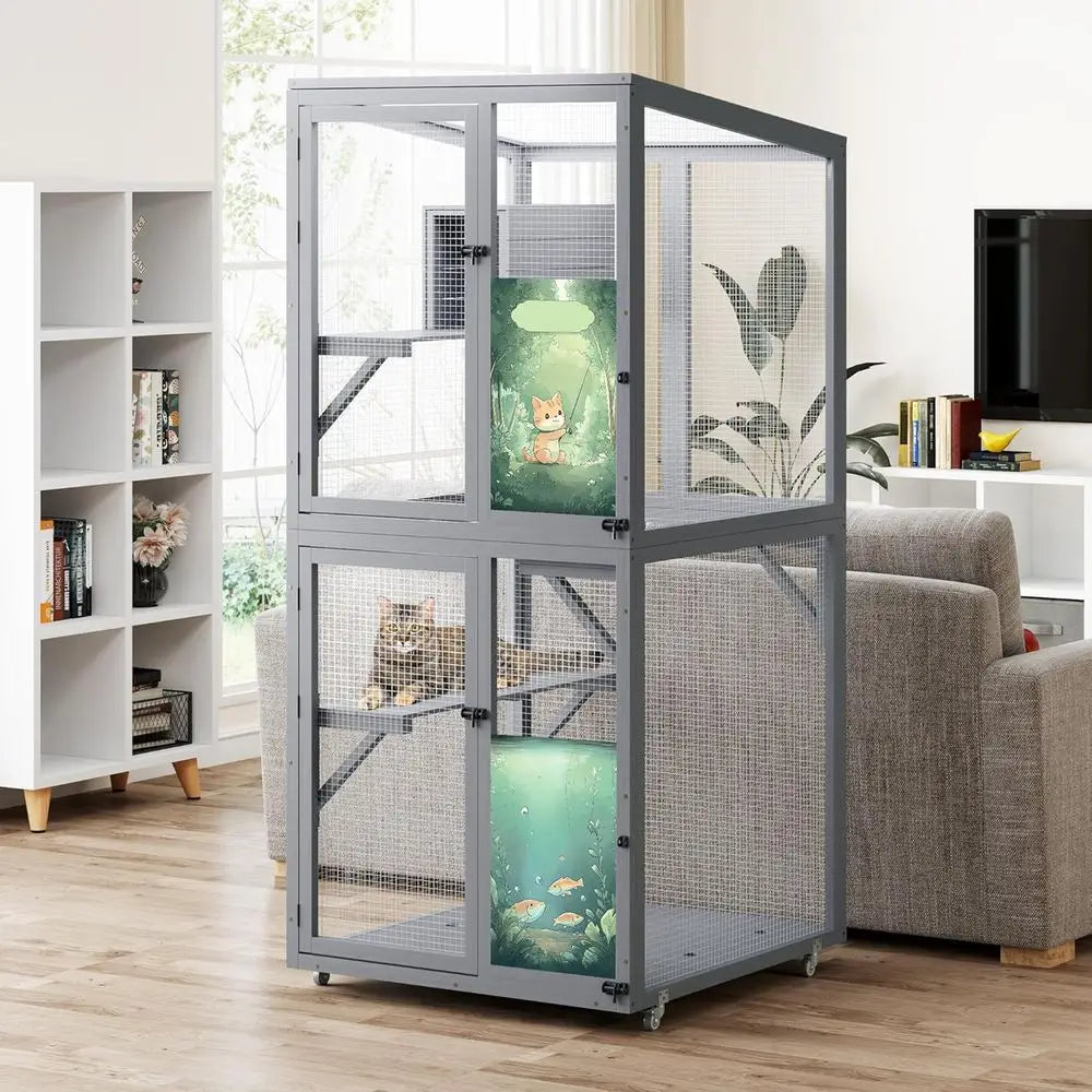 Outdoor Catio Expandable Cat Enclosure With Wheels