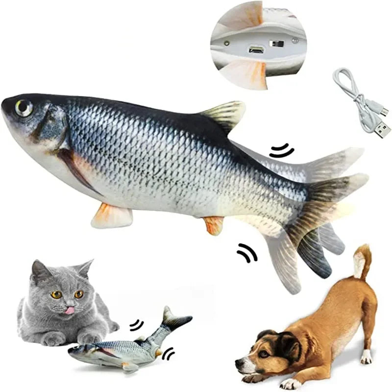 USB Rechargeable Floppy Fish Cat Toy, Interactive Realistic Fish For Cats