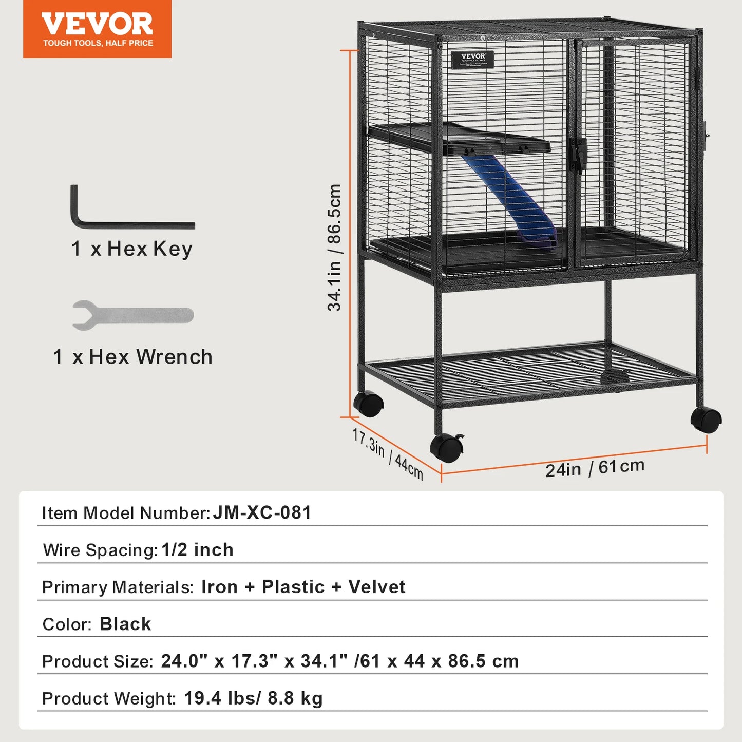 SucceBuy 4-Tier Rolling Metal Critter Nation Cage for Small Animals