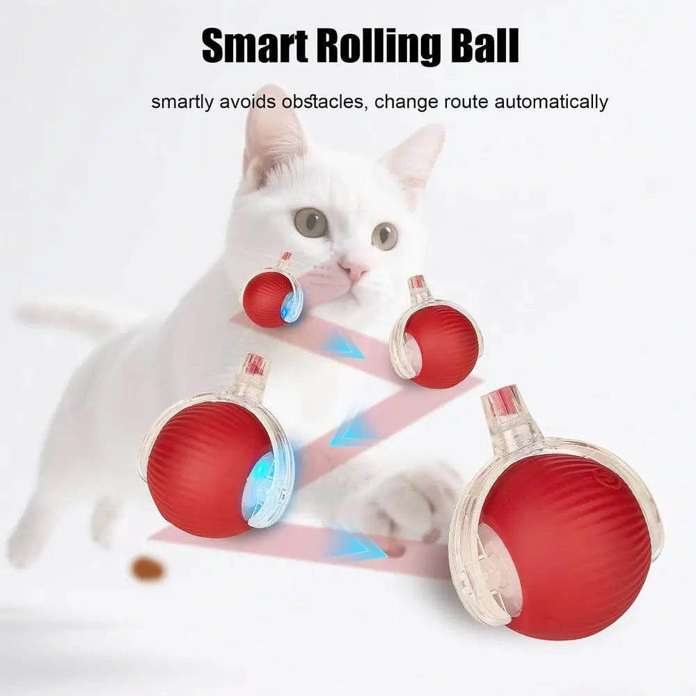 Interactive Dog Cat Toy Ball, Upgraded Rechargeable Smart Automatic Rolling Pet Ball with Tail, Ast Moving Toy for Bored Indoor
