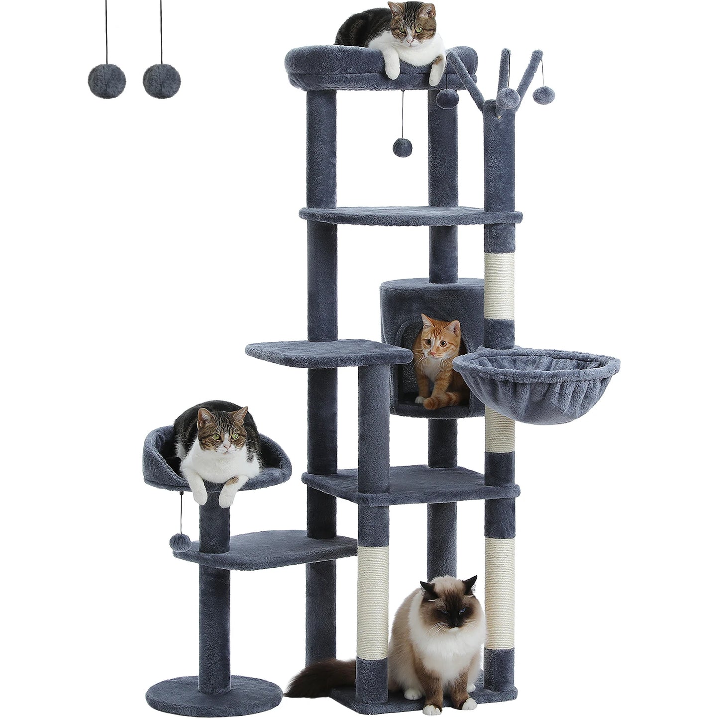 PEQULTI Multi-Level Cat Tree Tower With Scratching Posts Hammock