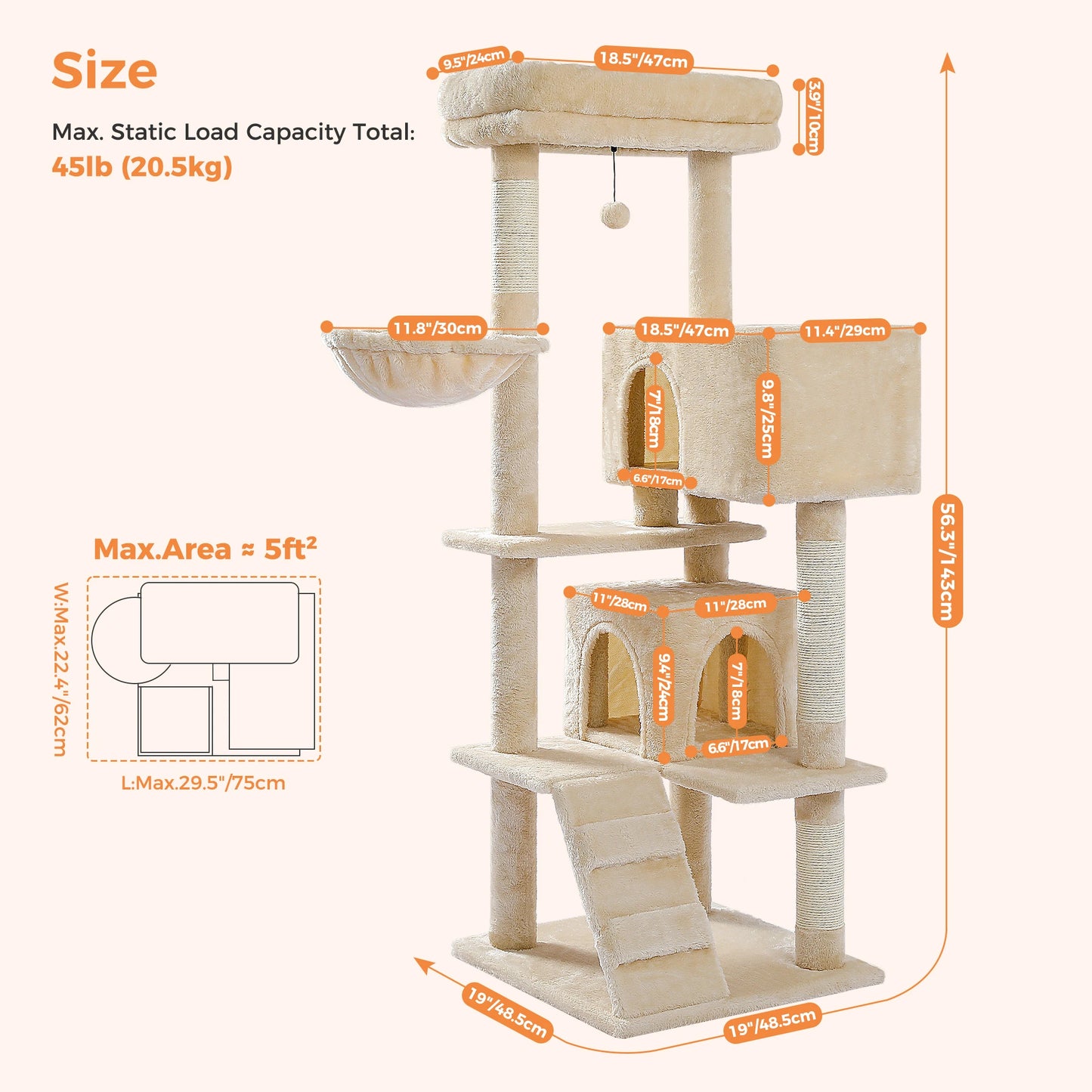 PAWZ Road Cat Tree With Toy Tower And Cozy Plush Perch For Indoor Cats