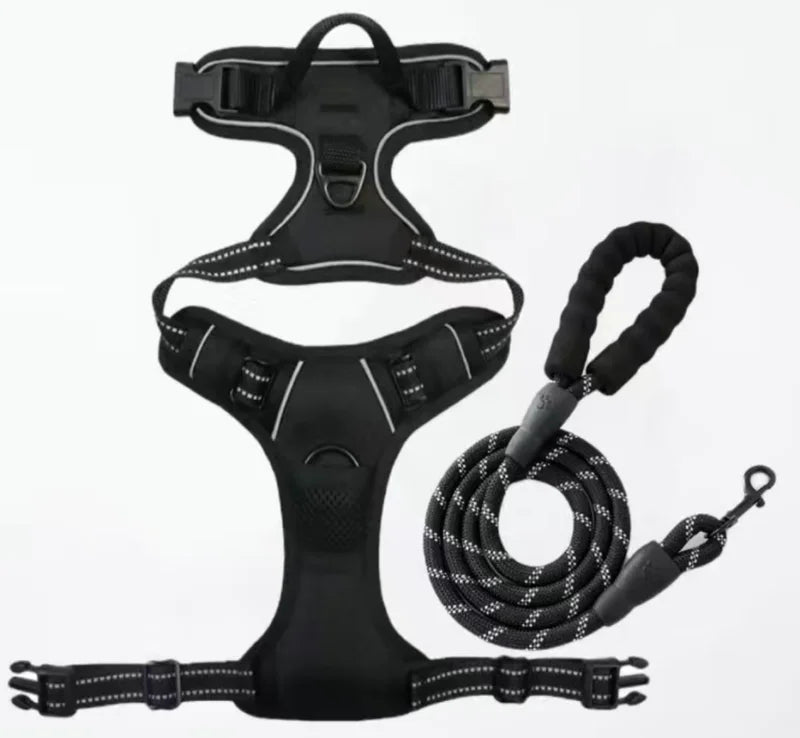 Dog Harness &   Training Leash No Pull Control Adjustable Large Handle Heavy Duty