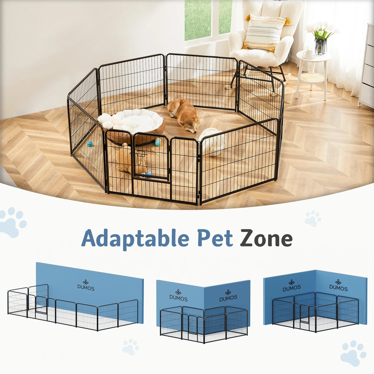 JHK Durable Metal Dog Playpen With Foldable Indoor Outdoor Design