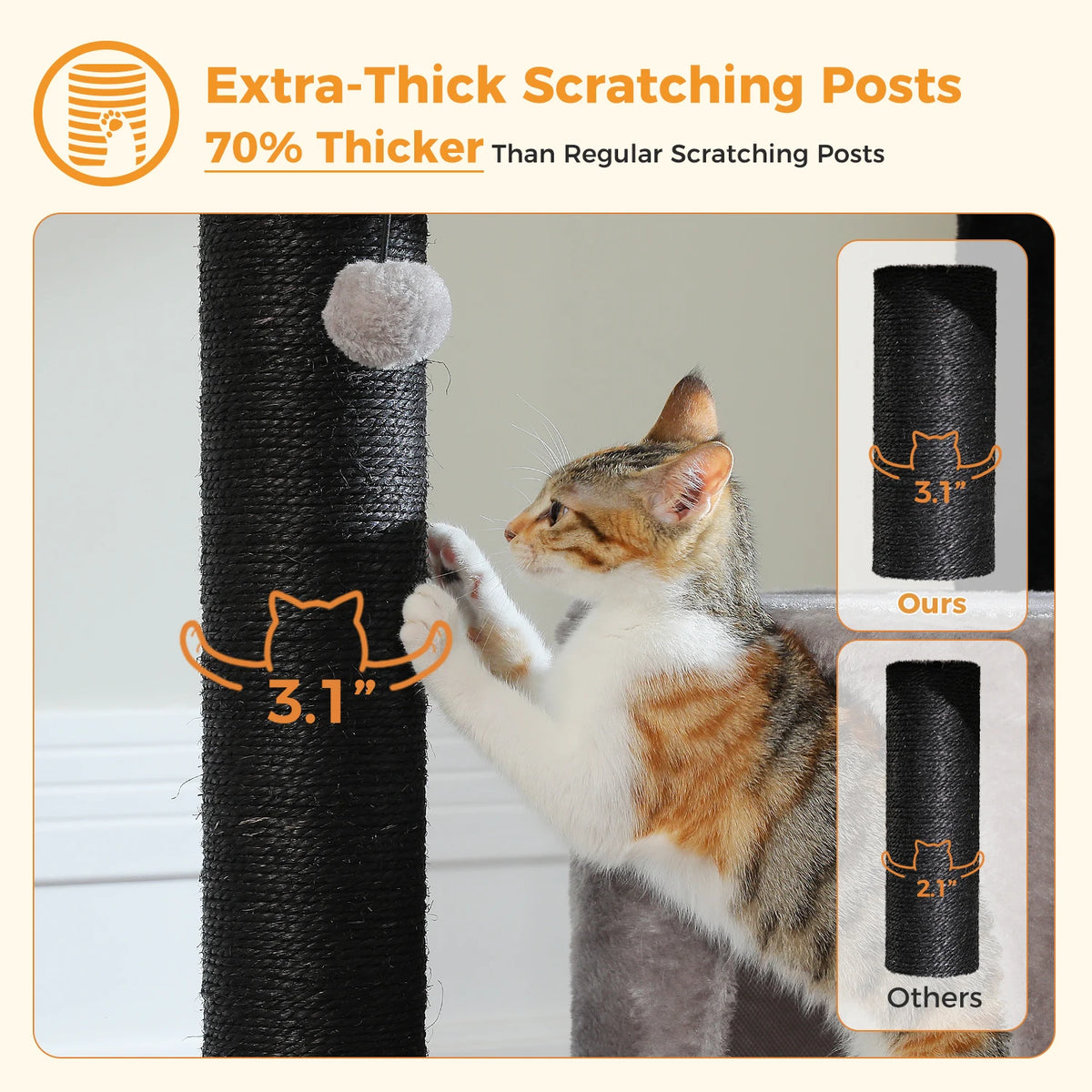 Pawz Road Heavy Duty Cat Tower Hammock Plush Scratching Post