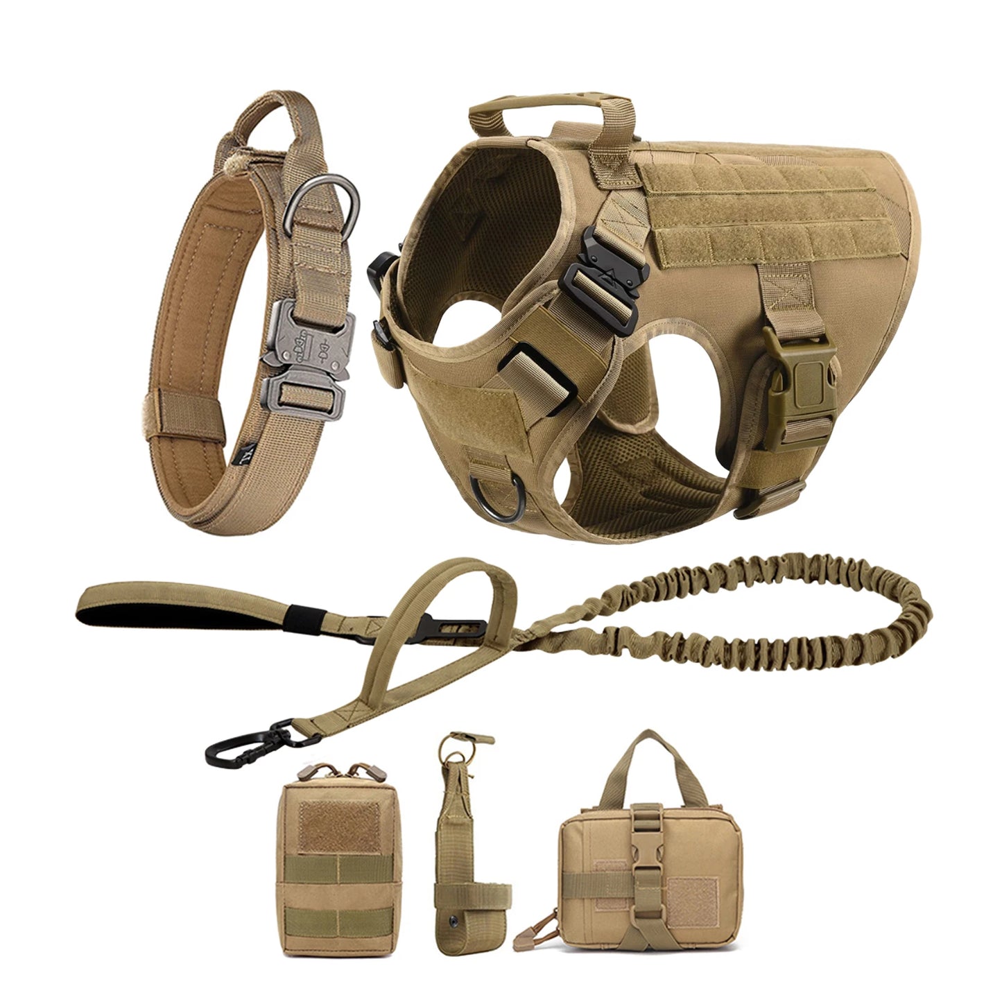 PETRAVEL Tactical Dog Harness With MOLLE Pouches For Medium Large Dogs