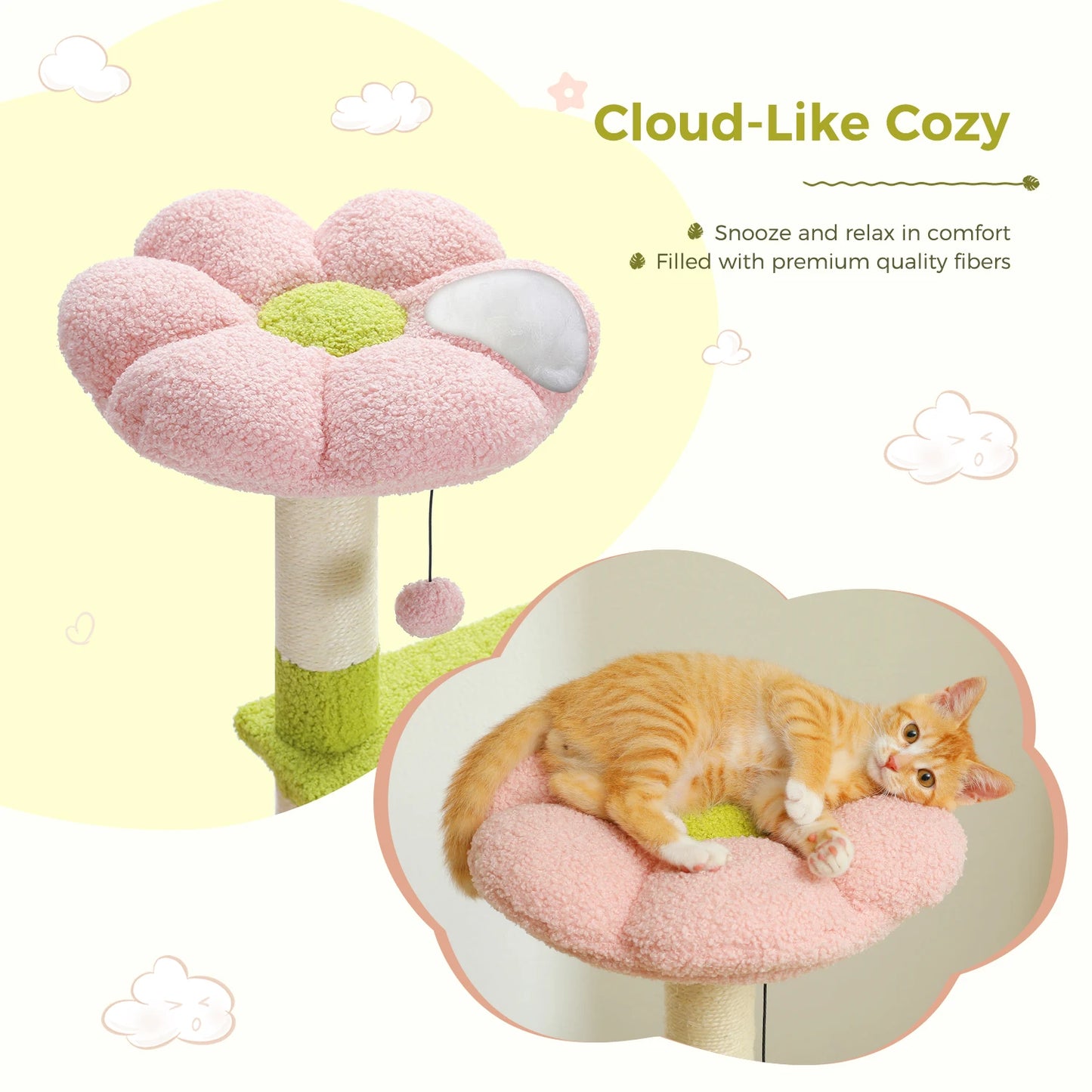 PAWZ Road Flower Cat Tree Multi Level Tower With Sisal Scratching Posts