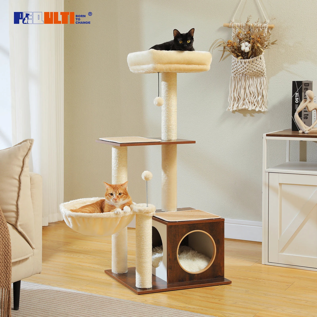 PAWZ Road Indoor Cat Tree With Hammock Sisal Scratching Post