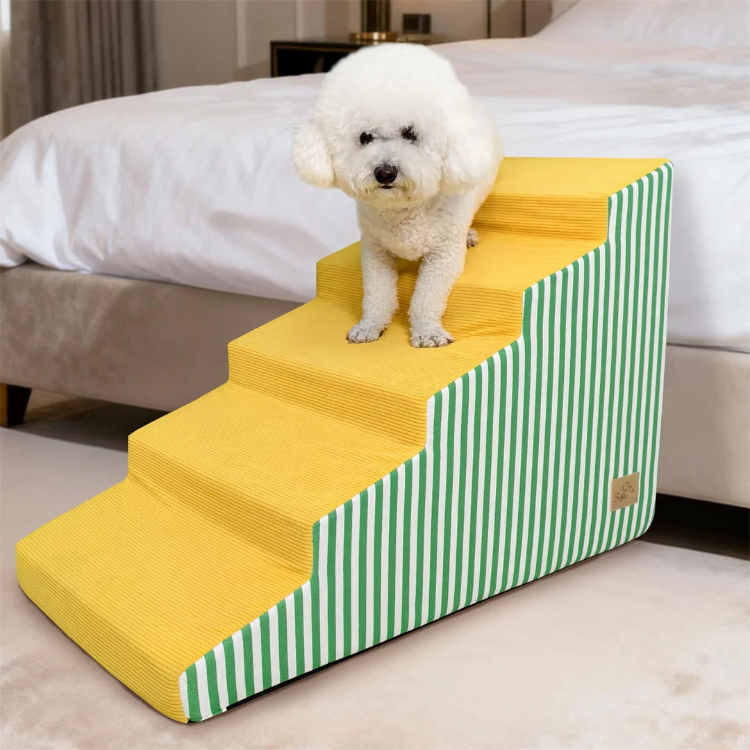 Bright Pet Stairs for Dogs High-Density Foam Gentle Slope Access Ramp 3/4/5 Steps Safe Dog Ramp for Pet Accessibility