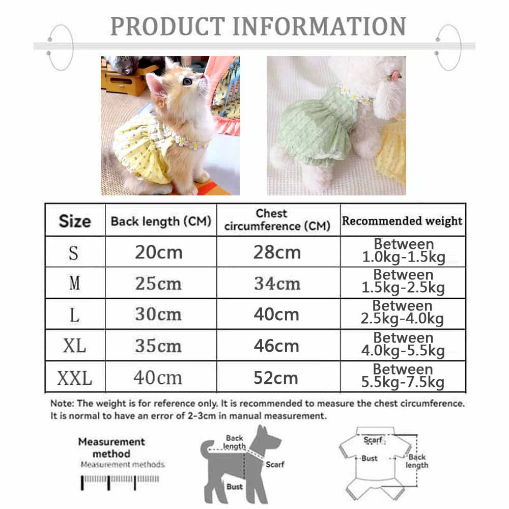 Breathable Floral Pet Skirt For Small Dogs And Cats