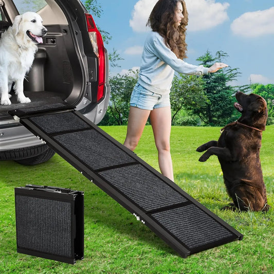HiMISS Upgraded Car Dog Ramp With Non Slip Surface Folding Portable