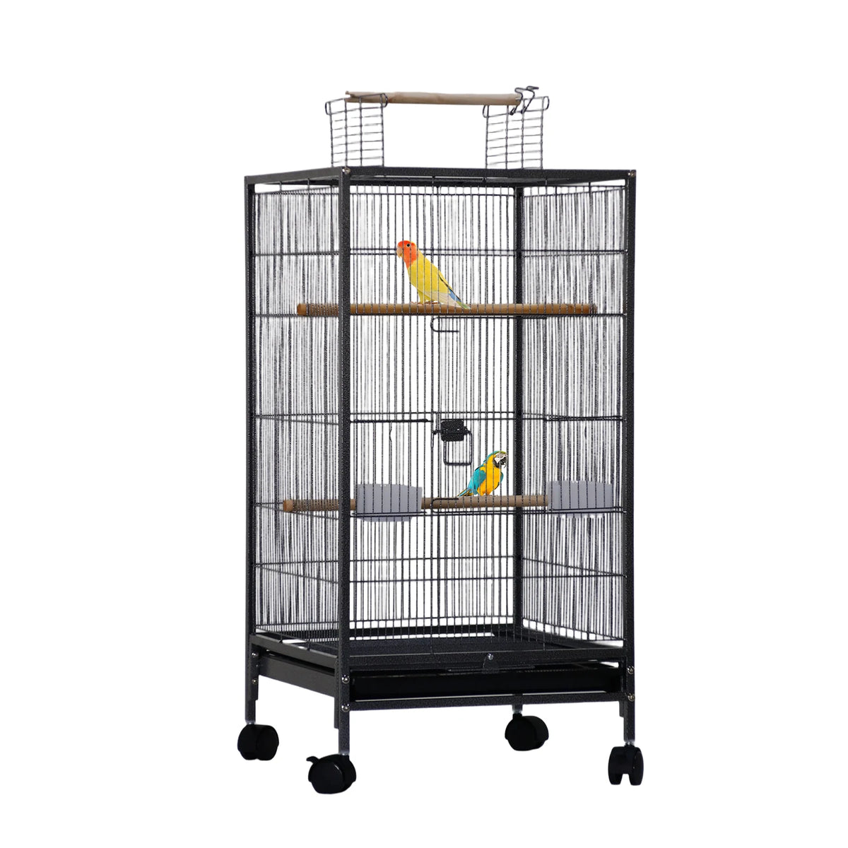 Bird Cage with Stand Wrought Iron Large 35/53-Inch Flight Cage for Parakeets Cockatiels Lovebirds Macaw Conure Bird Cages