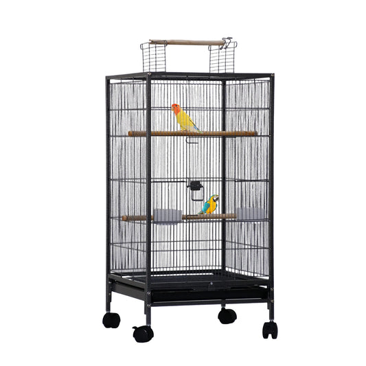 Bird Cage with Stand Wrought Iron Large 35/53-Inch Flight Cage for Parakeets Cockatiels Lovebirds Macaw Conure Bird Cages