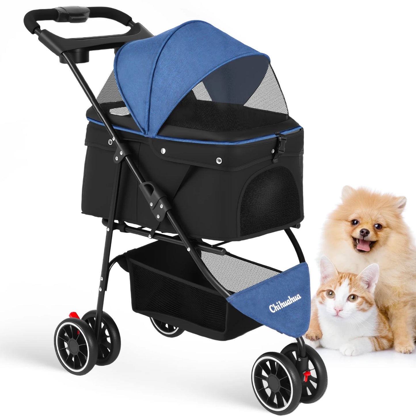 CHIHUAHUA Pet Stroller for Cats and Dogs Portable Foldable Carrier