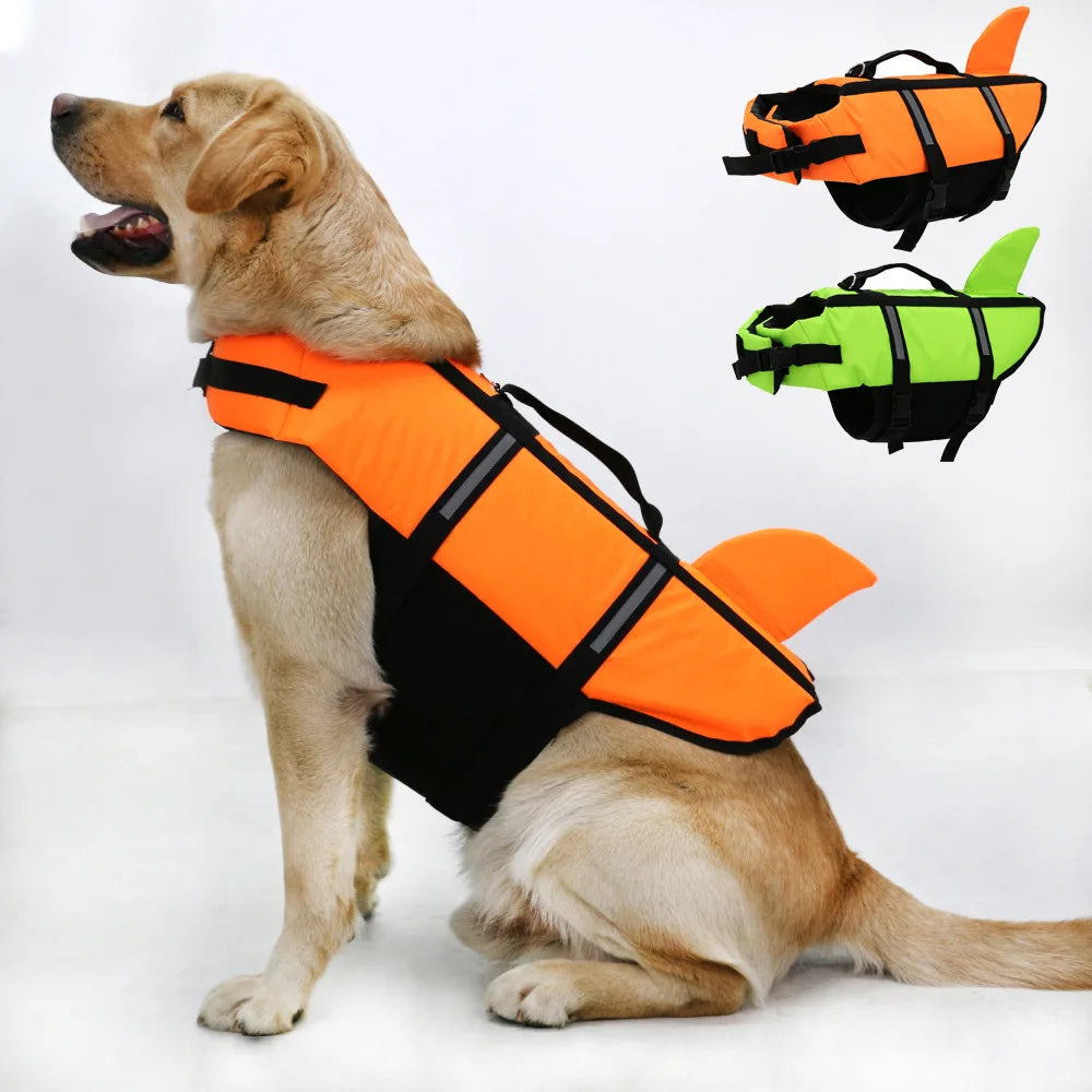 Dog Life Jacket With Rescue Handle Reflective Straps For Swimming