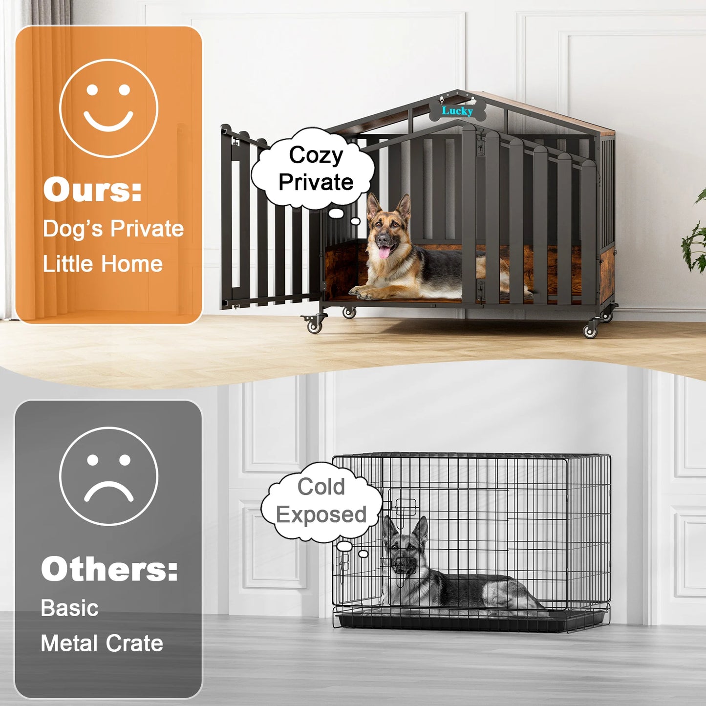 Heavy Duty Dog Crate Furniture Wheels Large Dogs Chew Resistant