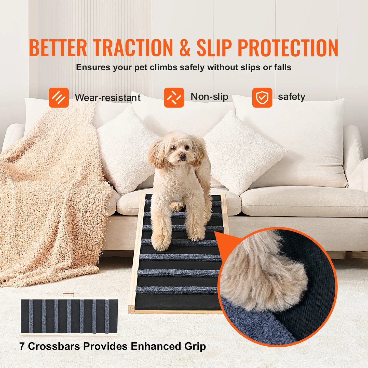 SucceBuy Folding Dog Ramp Anti Slip Wooden Ramp For Dogs