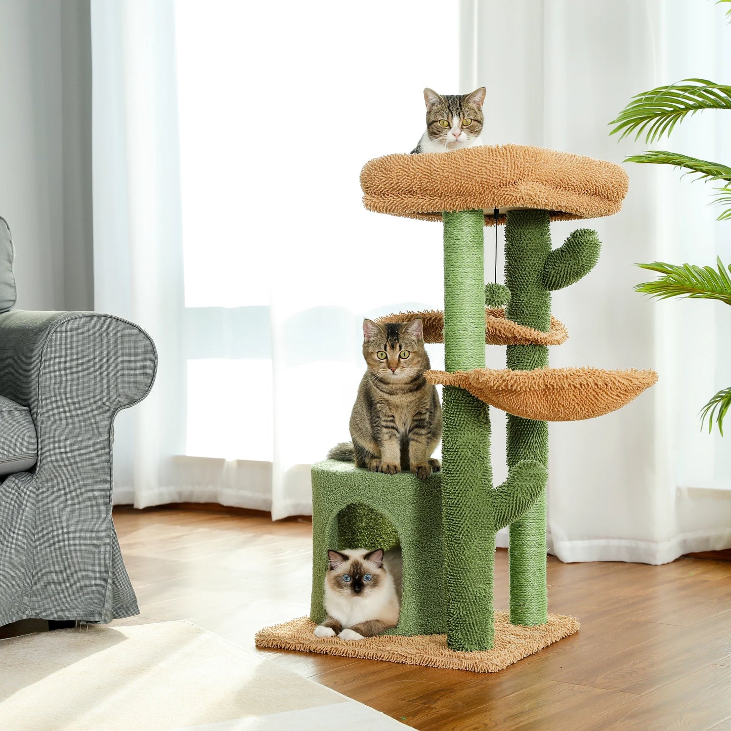 PAWZ Road Cat Tree Cactus Tower With Condo Nest Scratching Post