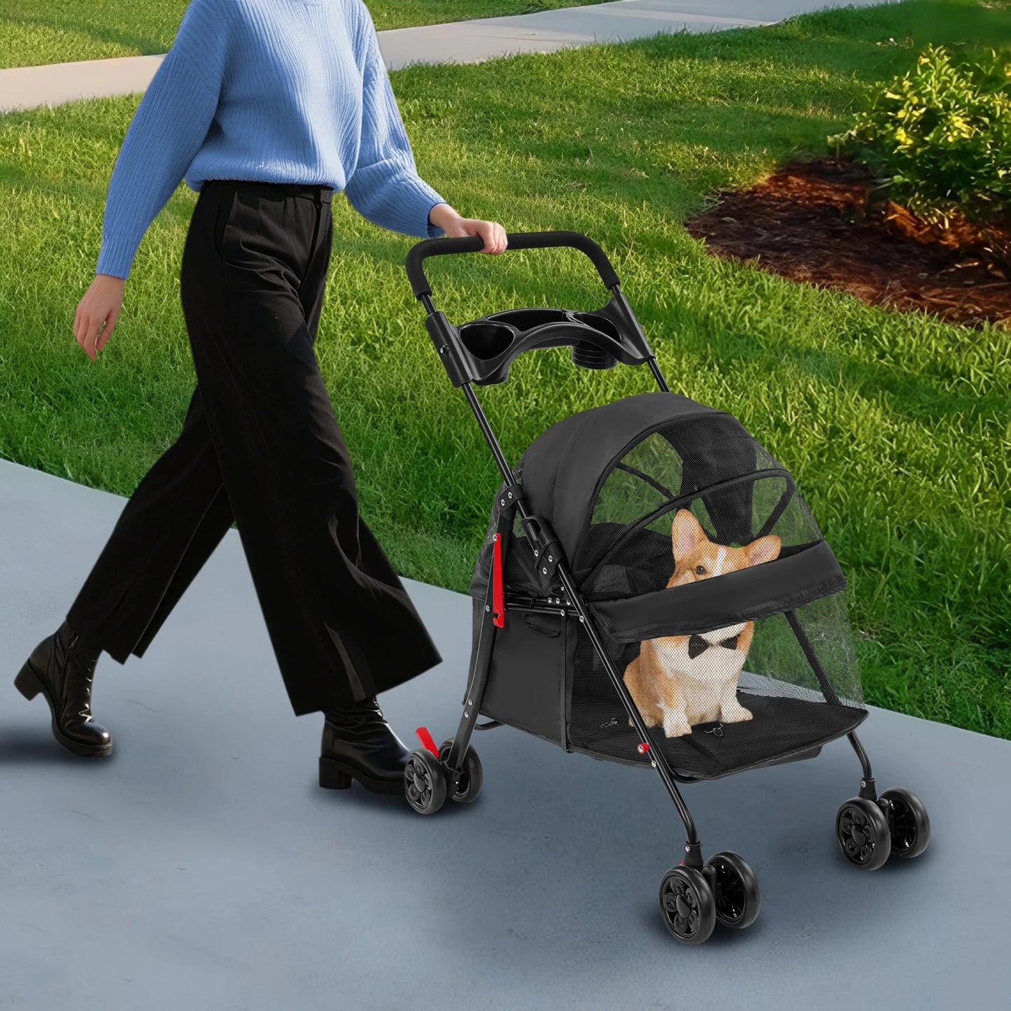 Bymaocar Foldable Pet Stroller For Dogs And Cats Lightweight
