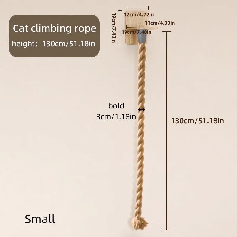 Weysat Cat Tree with 2 X 59.1 Inch Climbing Rope Wall Mounted Cat Climbing Tower Toy with Scratching Post Kitten Rope Ladder