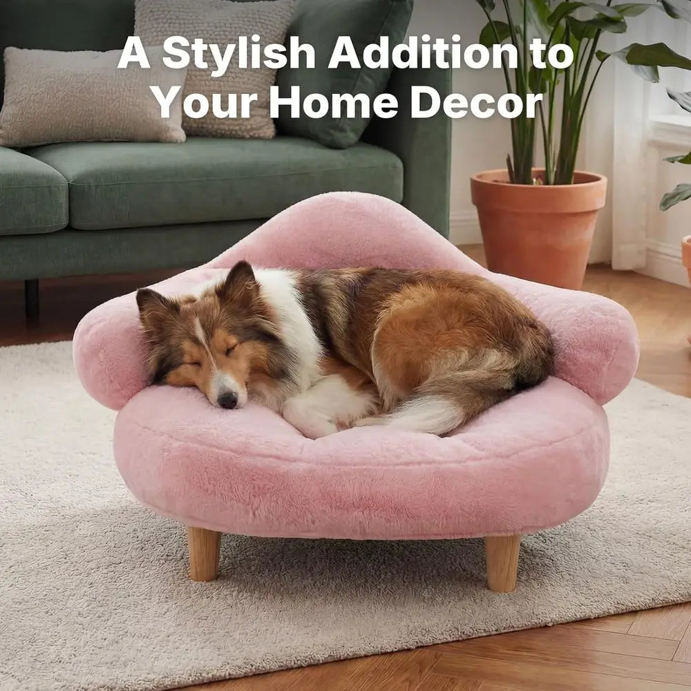 Elevated Dog Bed With Washable Cover And Sturdy Wood Legs