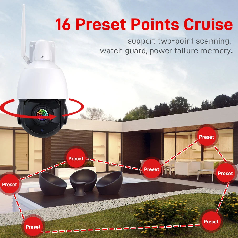 SecureXpert 8MP 4K WiFi PTZ Outdoor IP Dome Camera With AI 50X Zoom