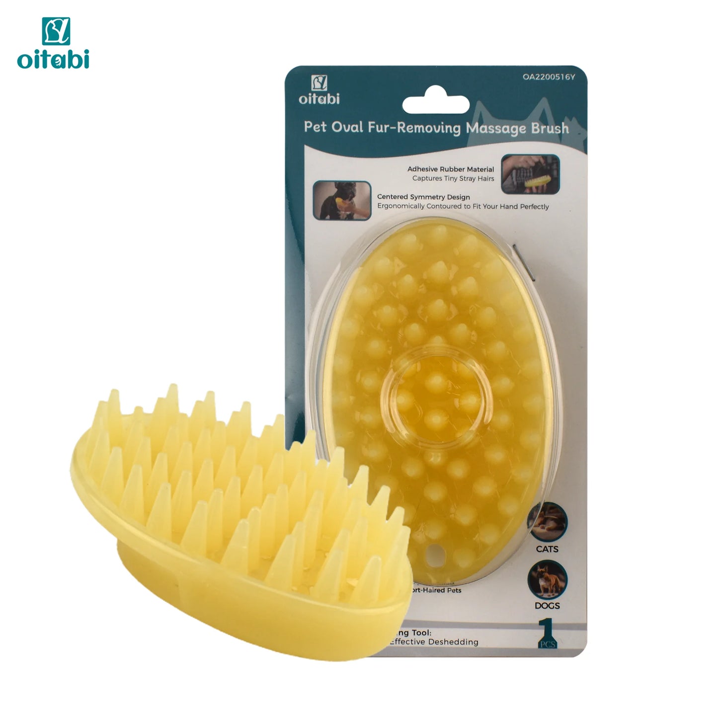 Oitabi Soft Rubber Pet Brush For Short Hair Dogs And Cats Deshedding Massaging