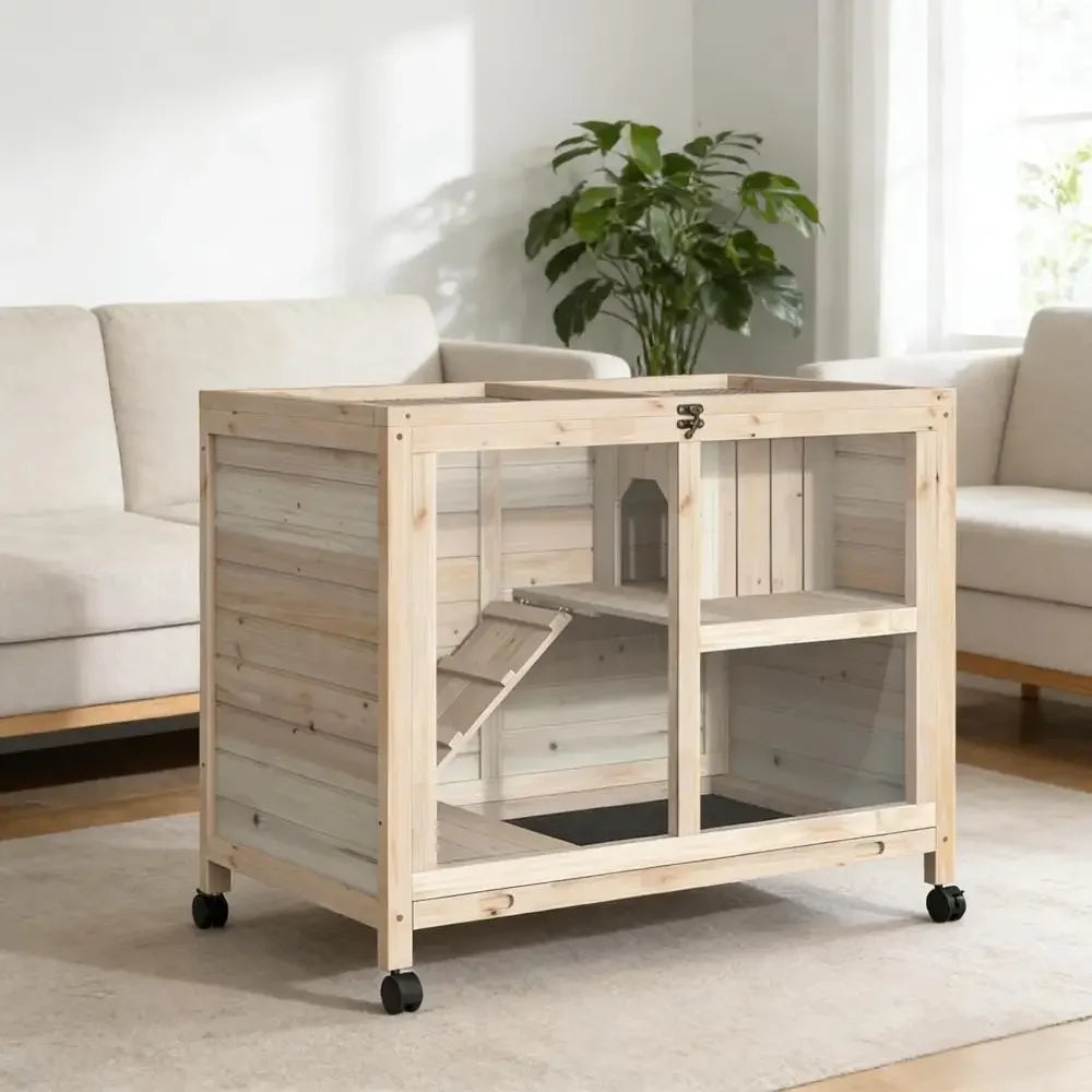 Bunny Cage Small Rabbit Hutch Spacious Indoor Pet House