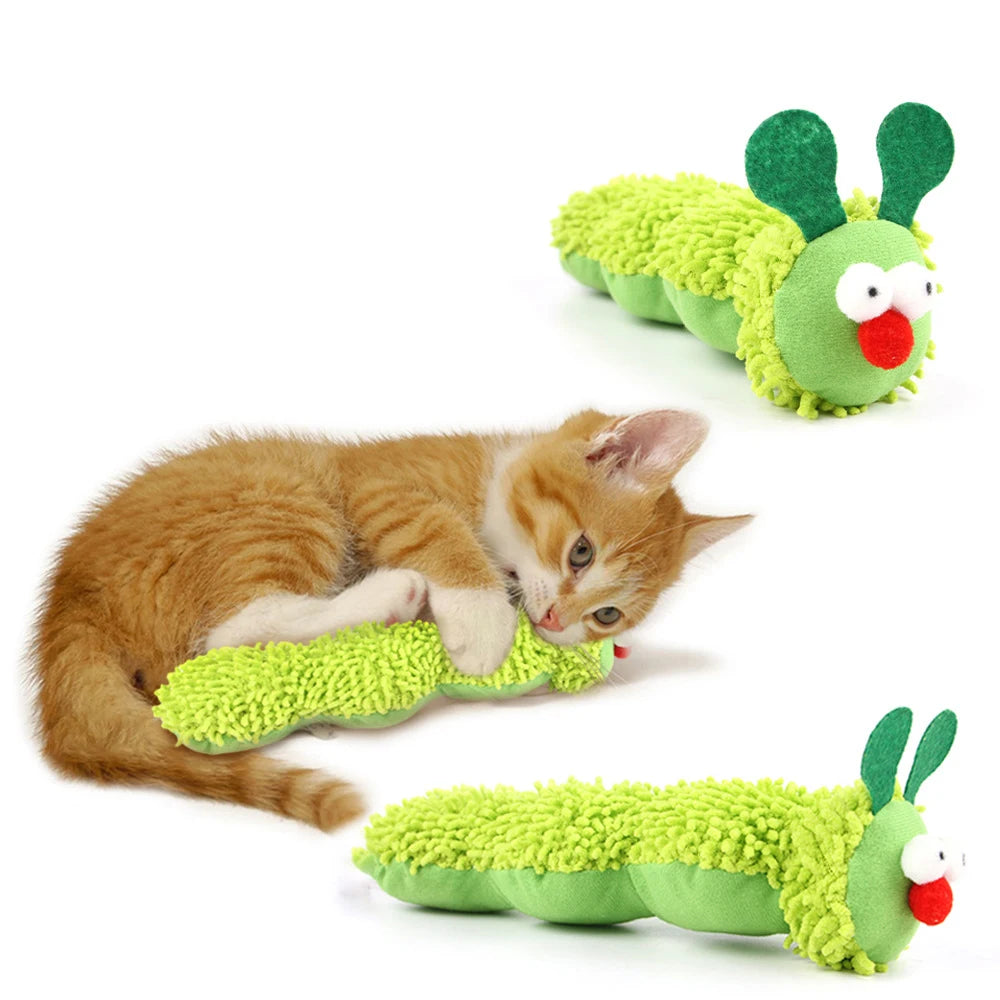 Caterpillar Cat Chew Toy With Catnip And Silvervine For Cats