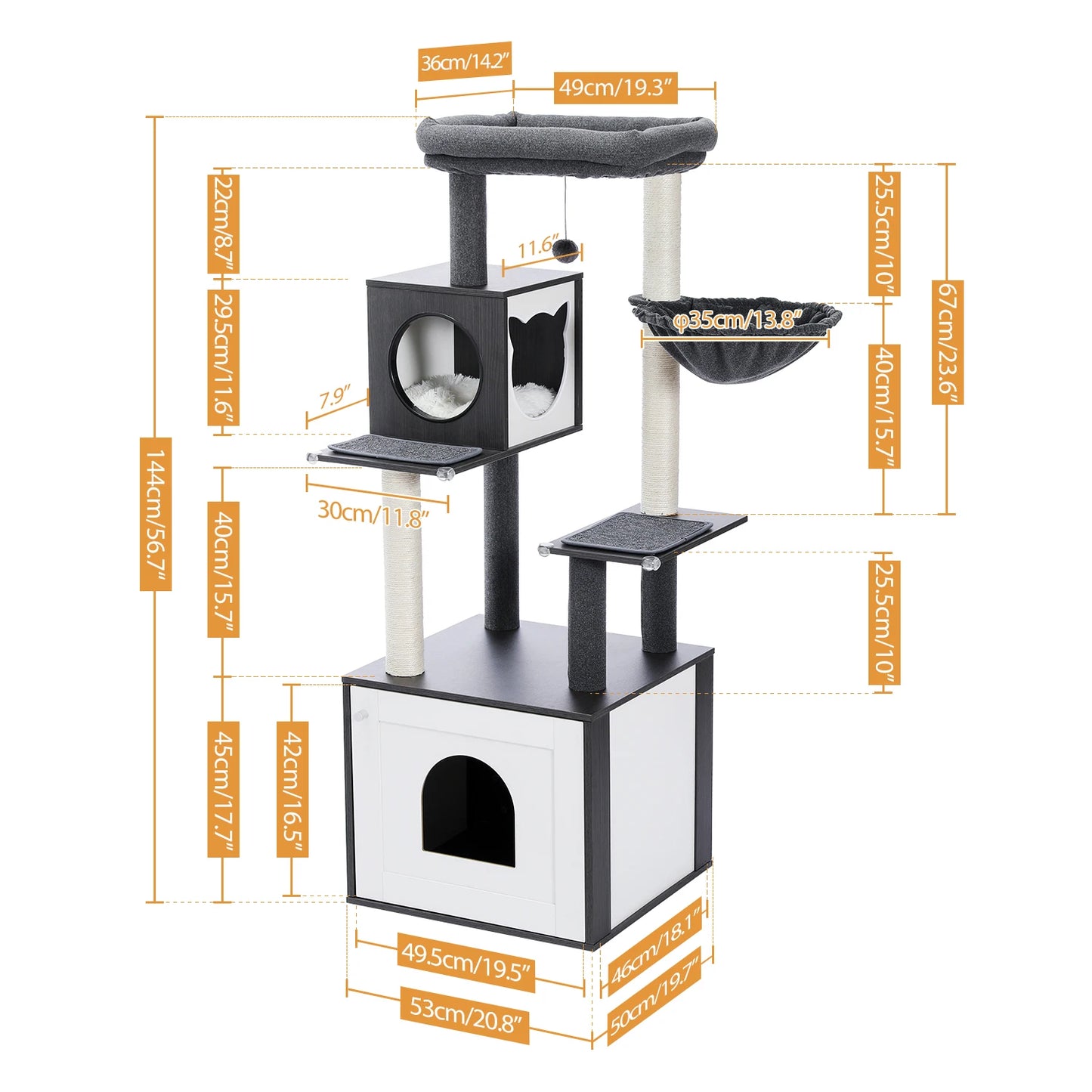 PAWZ Ro Multi Level Cat Tree Indoor Wood Tower Posts