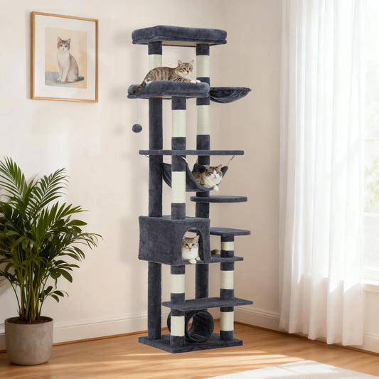 HiMISS Five Tier Cat Tree Tower With Scratching Posts And Hammock