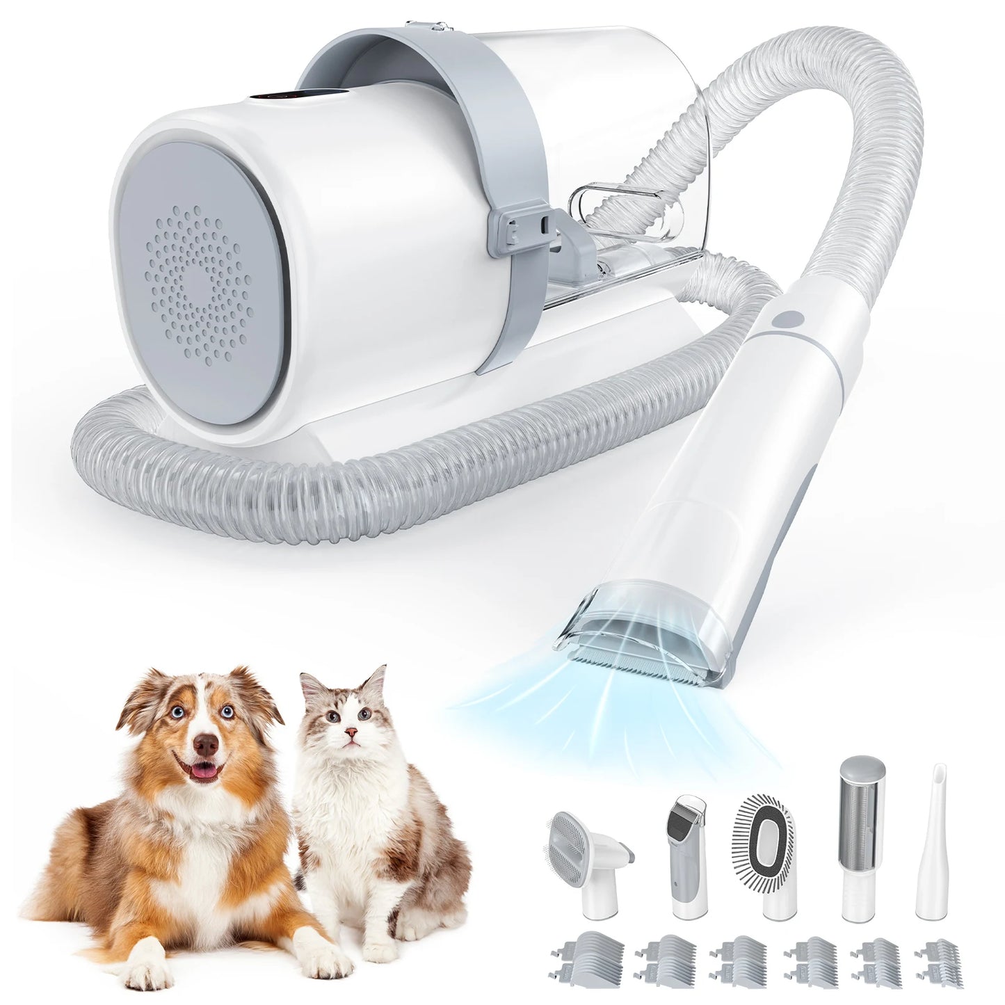 Pet Grooming Vacuum Kit With Cordless Low Noise Clippers 3 Suction Modes