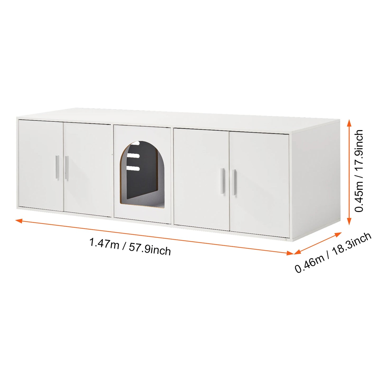 Cat Litter Box Enclosure Cabinet For Two Cats, Hidden Wooden Design